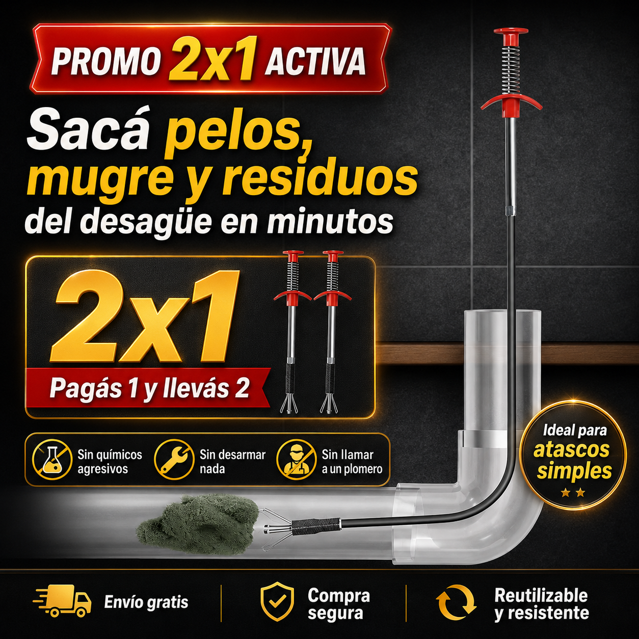 Recuperar objetos ca&iacute;dos con garra flexible